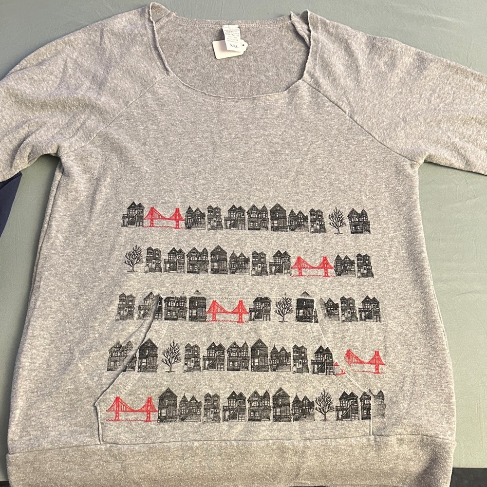 Gray Sweatshirt with Red and Black San Francisco design